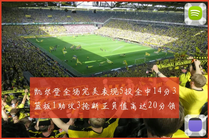 凯尔登全场完美表现5投全中14分3篮板1助攻3抢断正负值高达20分领衔全场
